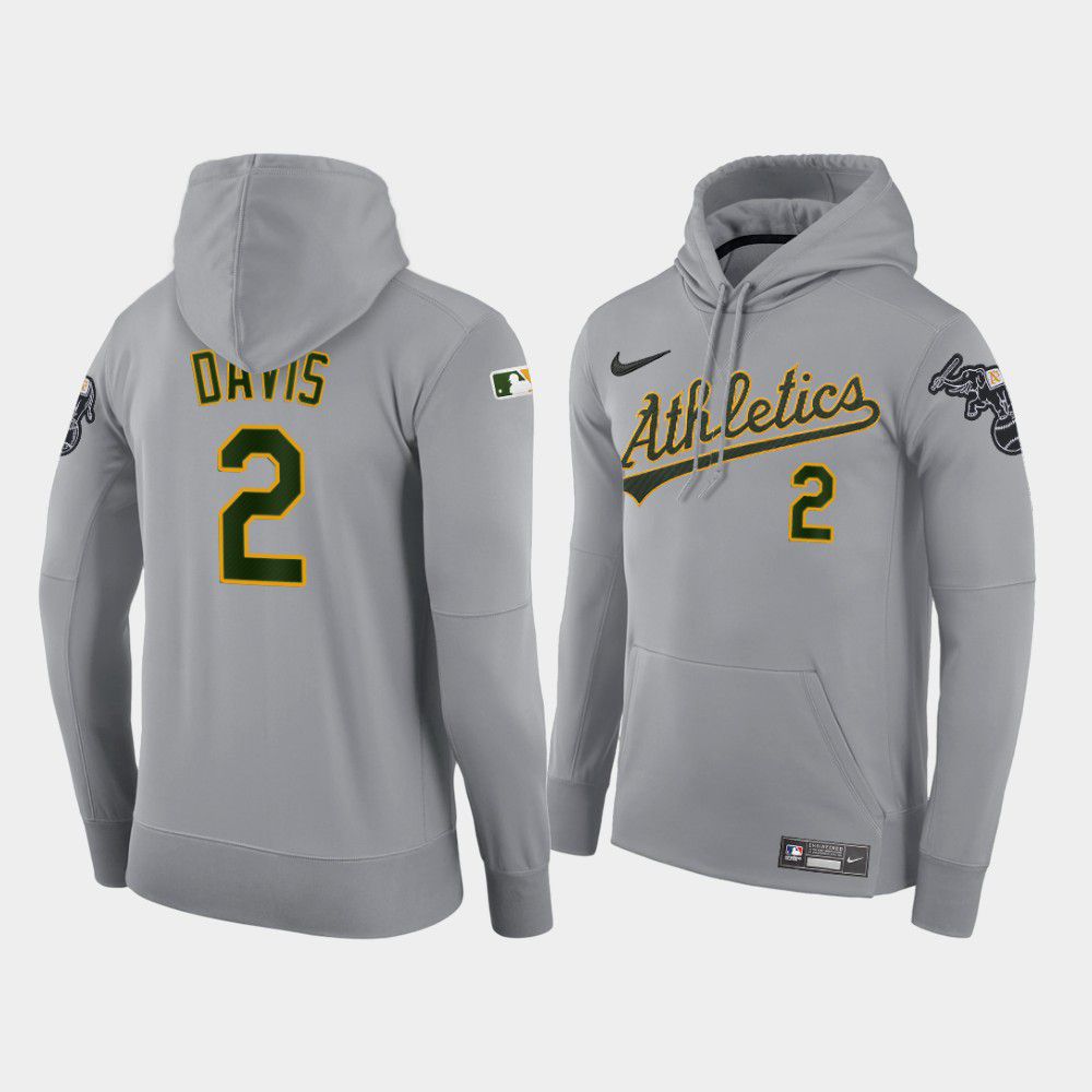 Men Oakland Athletics #2 Davis gray road hoodie 2021 MLB Nike Jerseys->oakland athletics->MLB Jersey